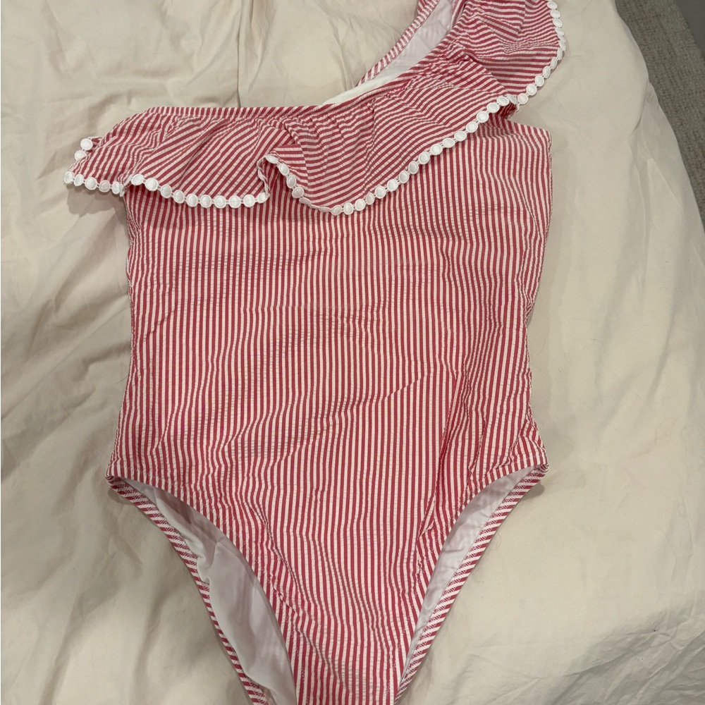 Jcrew Red Striped One Piece Swimsuit